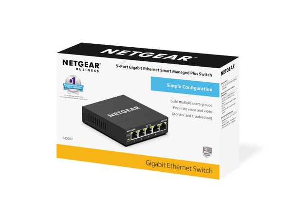 NETGEAR AV-Line NG-GS305E 5-Port Gigabit Ethernet SOHO Plus Switch 