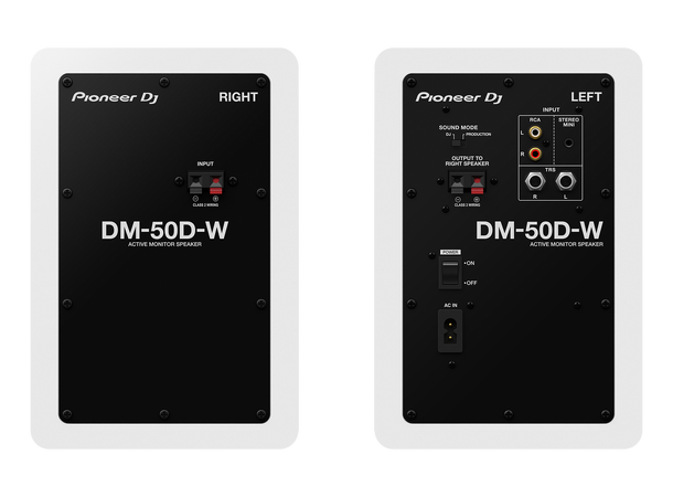 Pioneer DJ DM-50D-W, hvit 5" Monitor (par) 