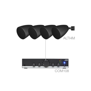 Audac LENTO4.4M SORT 4x Alti 4M høyttalere + 1x COM108 amp