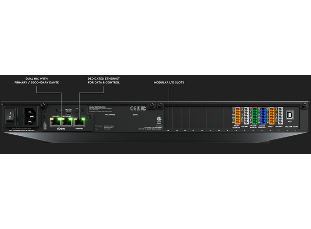 Xilica Solaro FR1 Frame med Dantekort 1U Modular, User-Configurable Dante DSP 