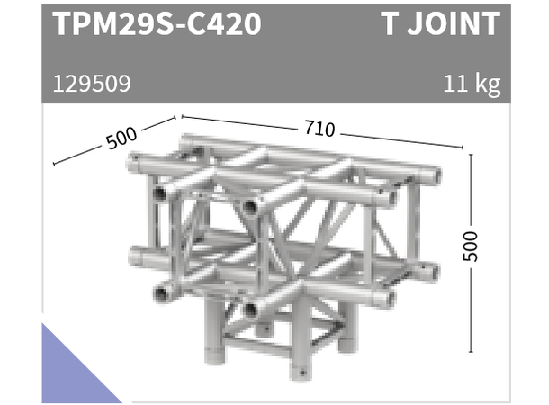 Sixty82 TPM29S Firkant, hjørne 4-veis T-joint aluminium 