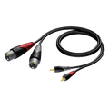 Procab CLA701 2xXLR 2xRCA han-han  3 m. HQ, 2 x XLR han - 2 x RCA han, 3 meter