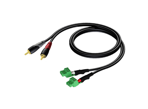Procab CLA832 2xRCA 2xTerm Blo 3pin 0,5m 2x RCA/CINCH - 2x TERM BLOCK (3P - 3.81) 