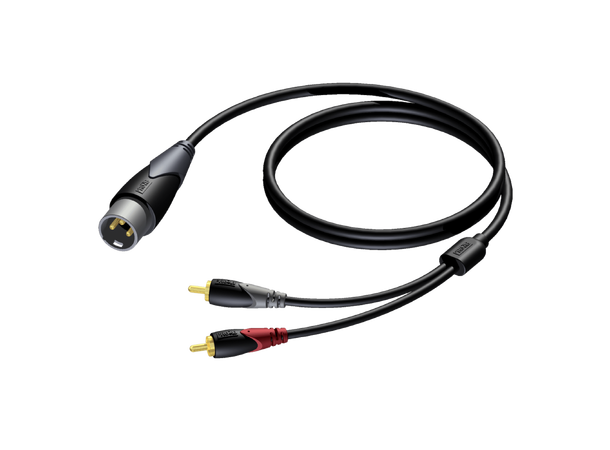 Procab CLA703 XLR - 2 x RCA han-han  3 m HQ XLR til 2 x RCA mono kabel, 3 meter 