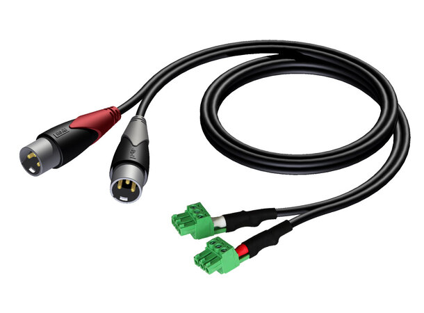 Procab CLA834 2xXLR M 2xTerm Block 0,5m 2 x XLR han - 2 x term, bloc 3P - 3.81mm 