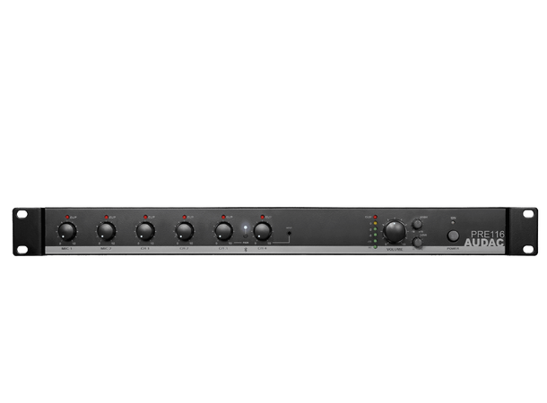 Audac PRE116 19" mikser med Bluetooth® 6 inn / 1 ut 