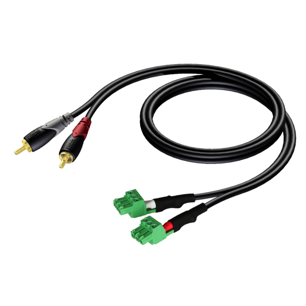 Procab CLA832 2xRCA 2xTerm Blo 3pin 1 m