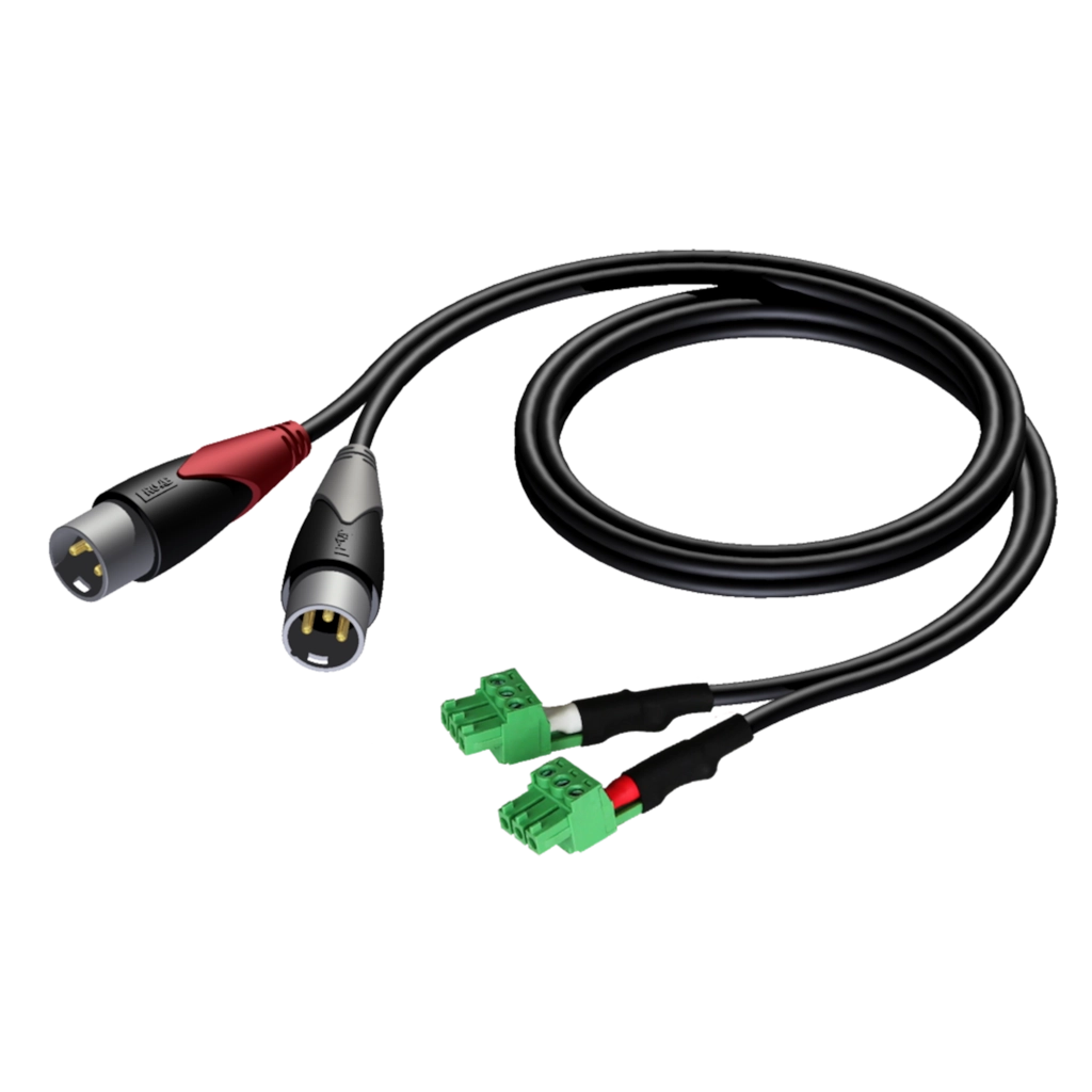 Procab CLA834 2xXLR M 2xTerm Block 1 m