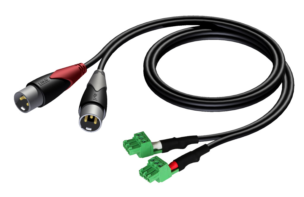 [CLA834/1.5] Procab CLA834 2xXLR M 2xTerm Block 1,5m