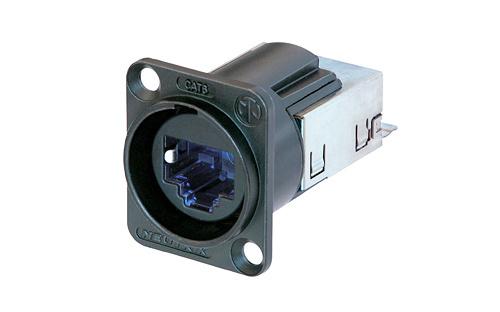 [NE8FDY-C6-B] Neutrik RJ45 CAT6 kontakt D-panel svart
