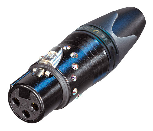 [NC3FXXB CRYSTAL] Neutrik 3 pin XLR Hun Svart Swarowski